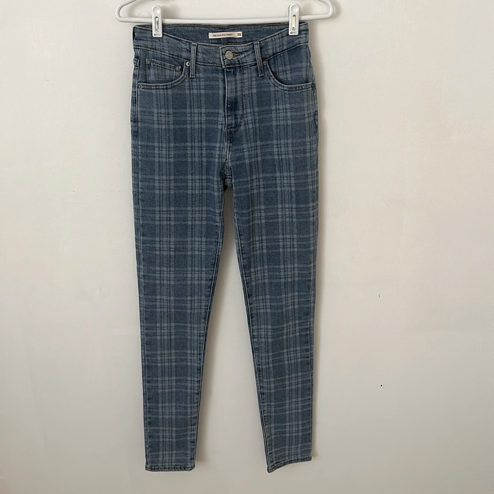 Levi’s High Rise Skinny Jeans, Plaid, Sz 26